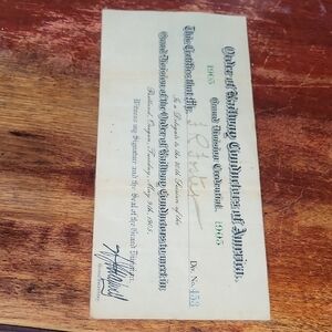 1905 Order of Railway Conductors of America Certificate
